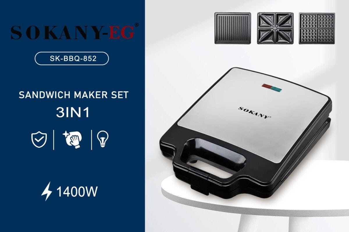 Sokany 3In1 Sandwich Maker KJ-852 (Black)