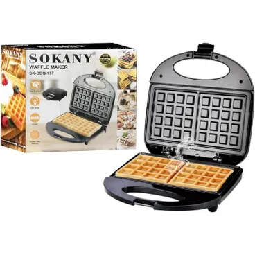 Sokany Electric Waffle Maker 800 Watt Black - SK-BBQ-137