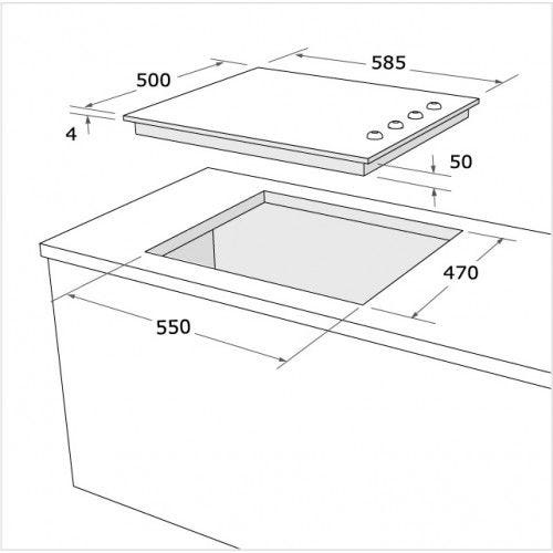 Purity Built In Gas Hob, 4 burners, , - PRT601F