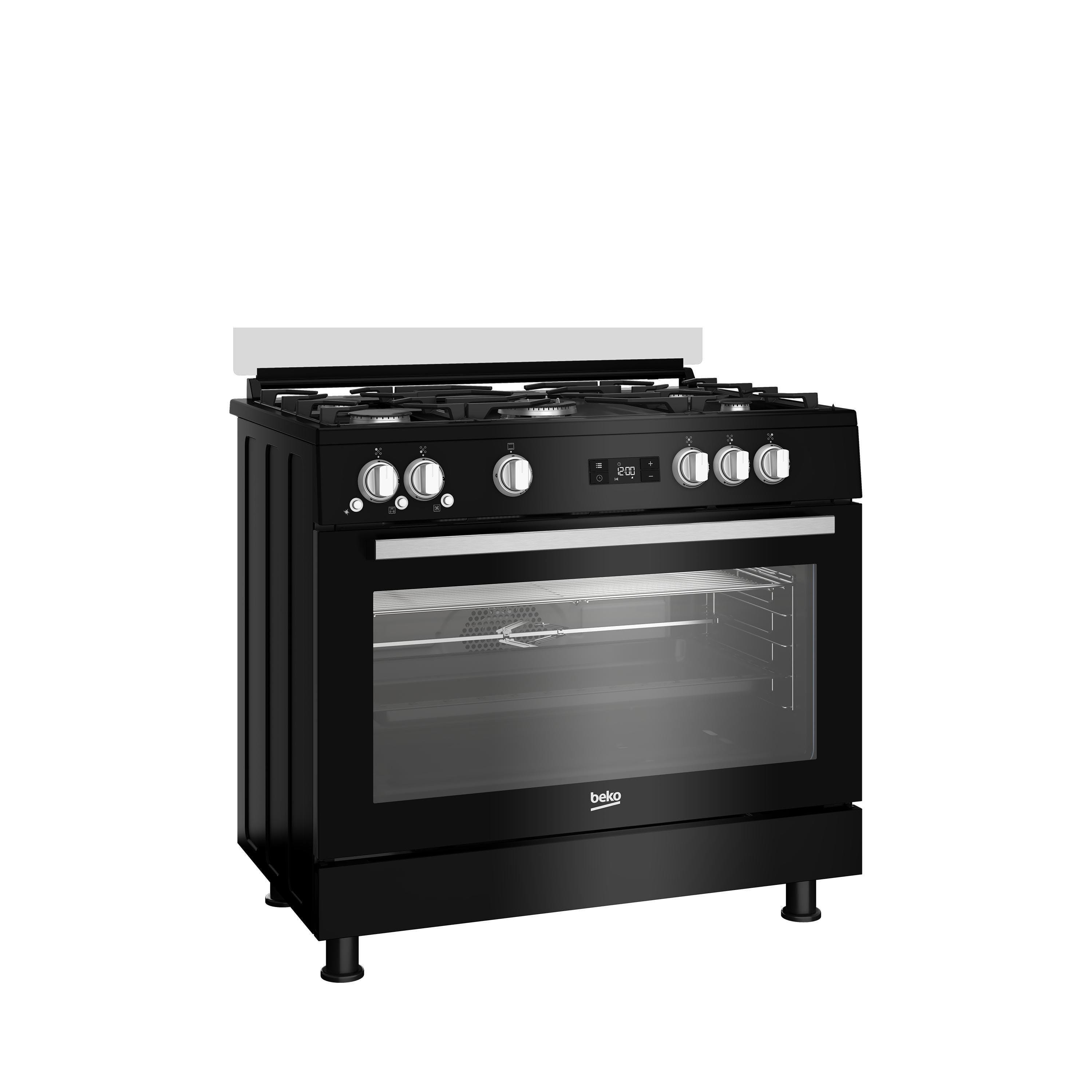 Beko Digital Gas Cooker, 5 burners, , - GGR15325FXNBE