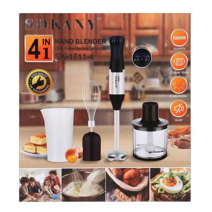 Sokany 4 -1 Hand Blender SK-1711-4 (Black)