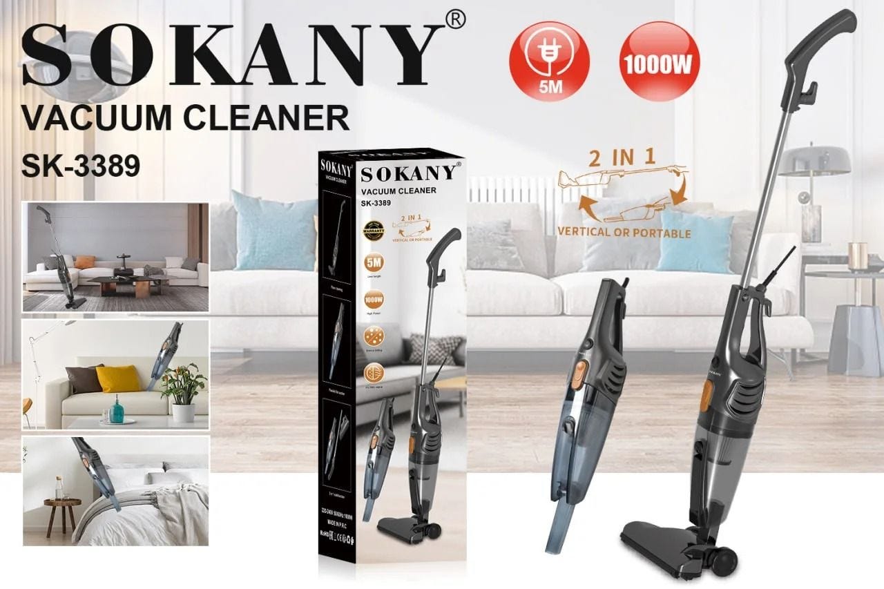Sokany 2 1 Stick & Handheld Vacuum Cleaner SK-3389 (Black)