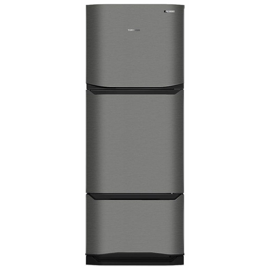 TORNADO No Frost 3 Doors Refrigerator With Inverter Technology, 351 Liter, Dark Stainless Steel - RF-45FTV-DST