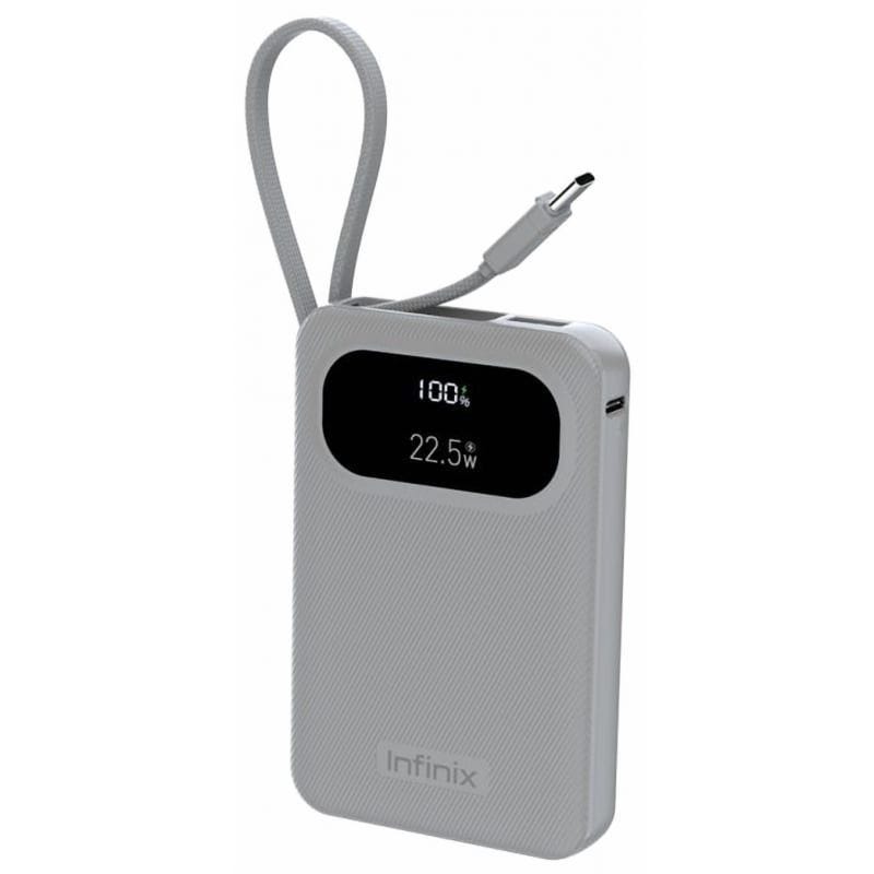 Infinix XPOWER Pro Wired Digital Power Bank, 10000 mAh, 3 Port, USB-A + USB-C + Built-in USB-C Cable, 22.5 Watt, Grey - XP10Pro