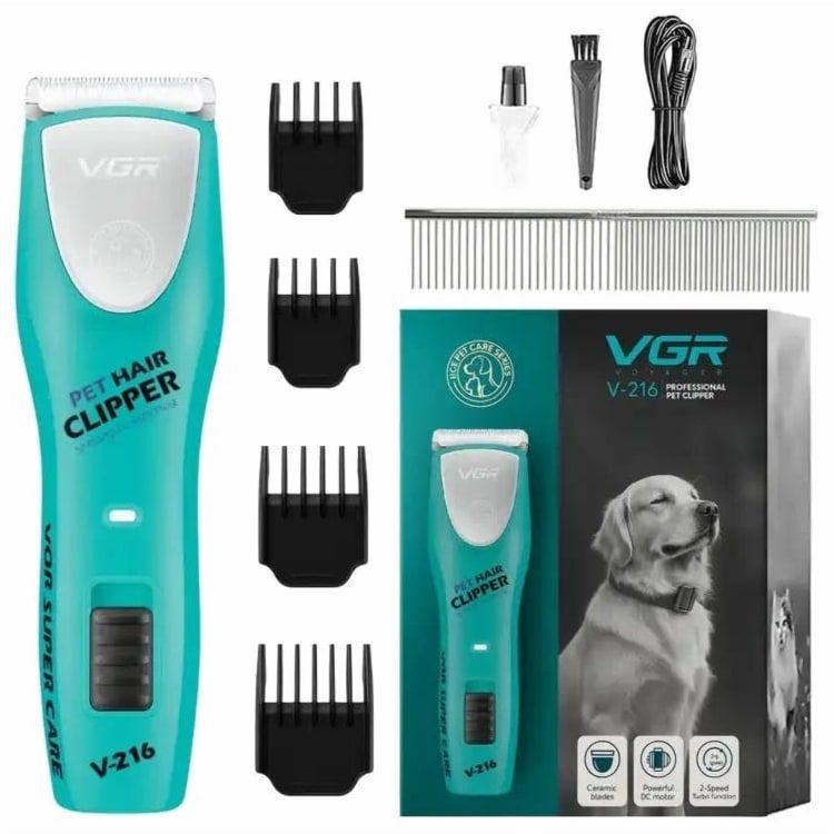 VGR Professional Rechargeable Hair Clipper For Pets, Green - V-216