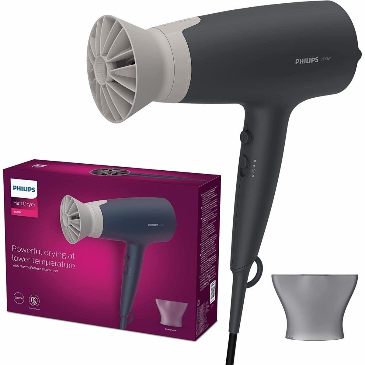 Philips Series 3000 Hair Dryer 2100 Watt Black - BHD351/10