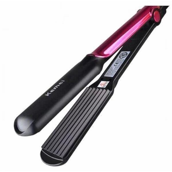 Kemei Hair Curler & Straightener For Women, Pink Black - KM-2113