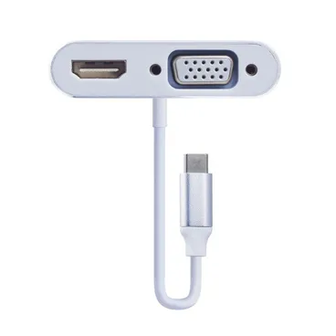 موصل Type-C الي VGA & HDMI تو بي ابيض - CV143