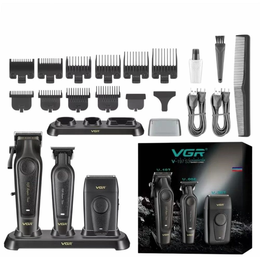 مجموعة أدوات الحلاقة في جي ار قابلة للشحن، اسود - V-197 S3
