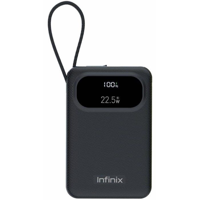 Infinix XPOWER Pro Wired Digital Power Bank, 10000 mAh, 3 Port, USB-A + USB-C + Built-in USB-C Cable, 22.5 Watt, Black - XP10Pro