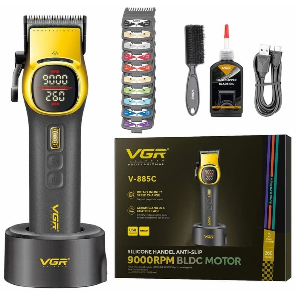 VGR Professional Rechargeable Hair Clipper, Black - V-885C