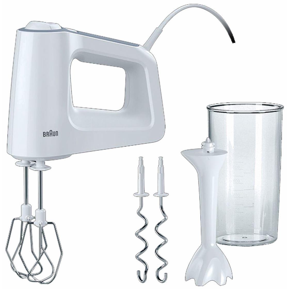 Braun MultiMix 3 Hand Mixer, 600ml, 500 Watt, White - HM3105