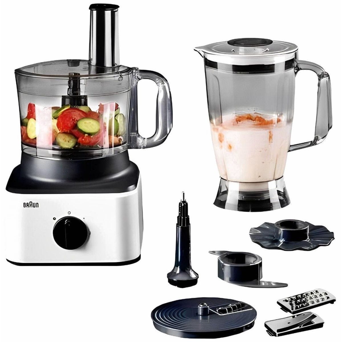 Braun Food Processor, 800 Watt, White Black - FP 0132 ( International Warranty )