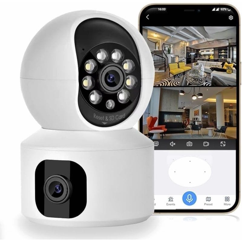 TP PLUS Dual Lens Security Camera, 1080 Pixels, White - K-802