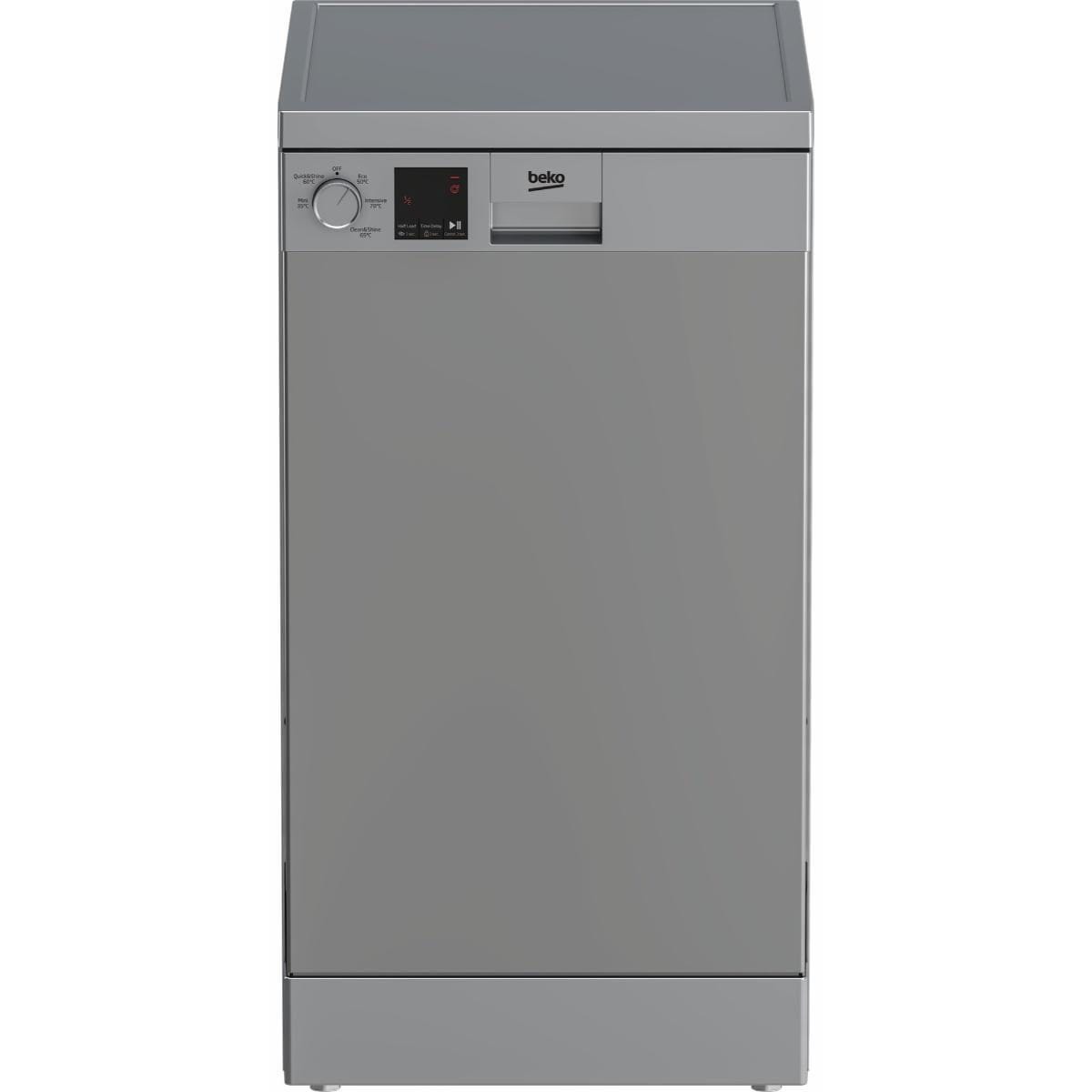 Beko Digital Dishwasher, 10 Place Settings, 5 Programs, Silver - DVS05020S