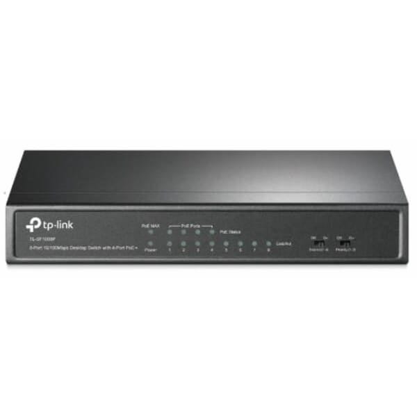 TP-Link 8-Port 10/100Mbps Desktop Switch with 4-Port PoE+, Grey - TL-SF1008P