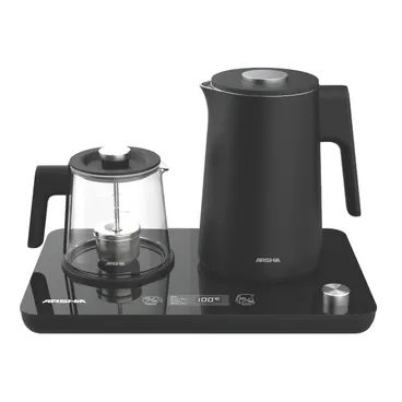 Arshia 2 IN 1 Electric Kettle With Glass Tea Pot 1.7 Liter 2000 Watt Black - T050-3192