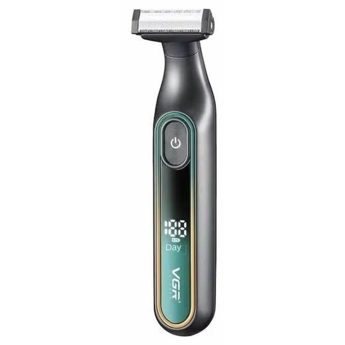 VGR Professional Digital Rechargeable Wet and Dry Beard Trimmer, Black Green - V-360