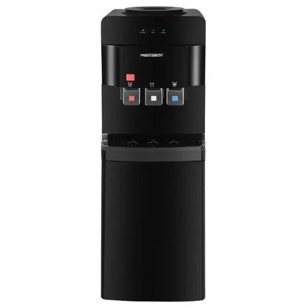 MediaTech Hot, Cold & Normal Water Dispenser with Cabinet, 3 Taps, Black - MT-WD2537C