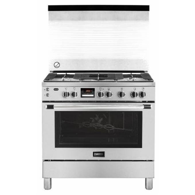 Zanussi Tastemax Digital Gas Cooker, 90 cm, 5 Burners, Silver - ZCG92686XA