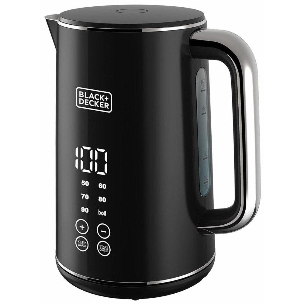 BLACK+DECKER Digital Stainless Steel Electric Kettle, 1.7 Liter, 2200 Watt, Black - JCD200