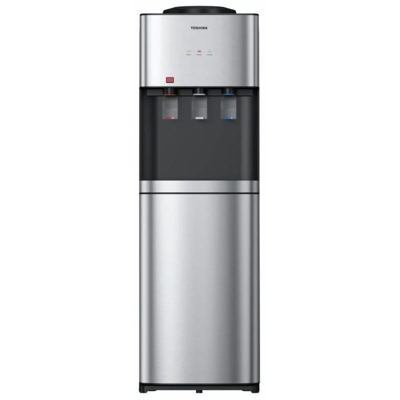 TOSHIBA Hot, Cold & Normal Water Dispenser With Cabinet, 3 Taps, Silver Black - RWF-W2467TEG(K)