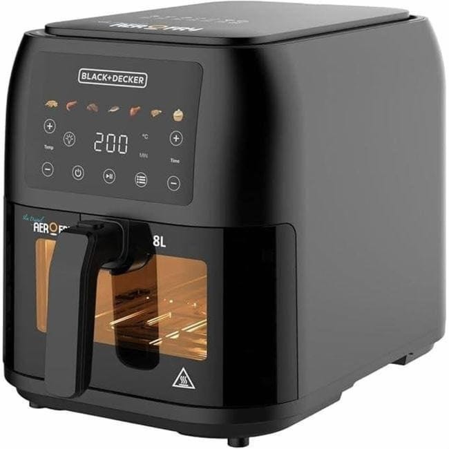قلاية بدون زيت بلاك+ديكر ديجيتال، 8 لتر، 1700 وات، اسود - SAF80W-B5 ( ضمان دولي )
