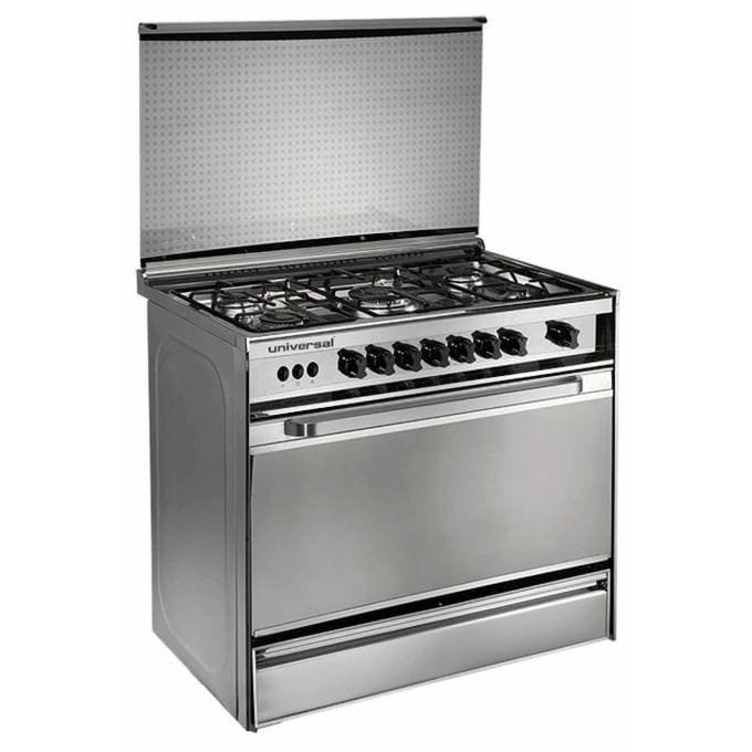 بوتجاز غاز يونيفرسال Classic، عدد 5 شعلة، 90 سم، ستانلس ستيل وفضى - 8905