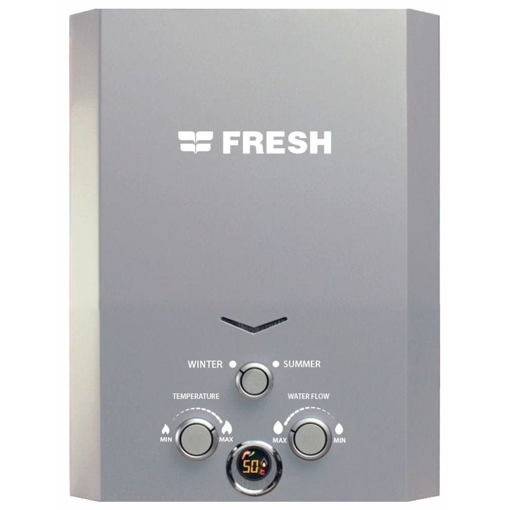 Fresh Digital Gas Water Heater, 6 Liters, Silver - Fresh-500021712
