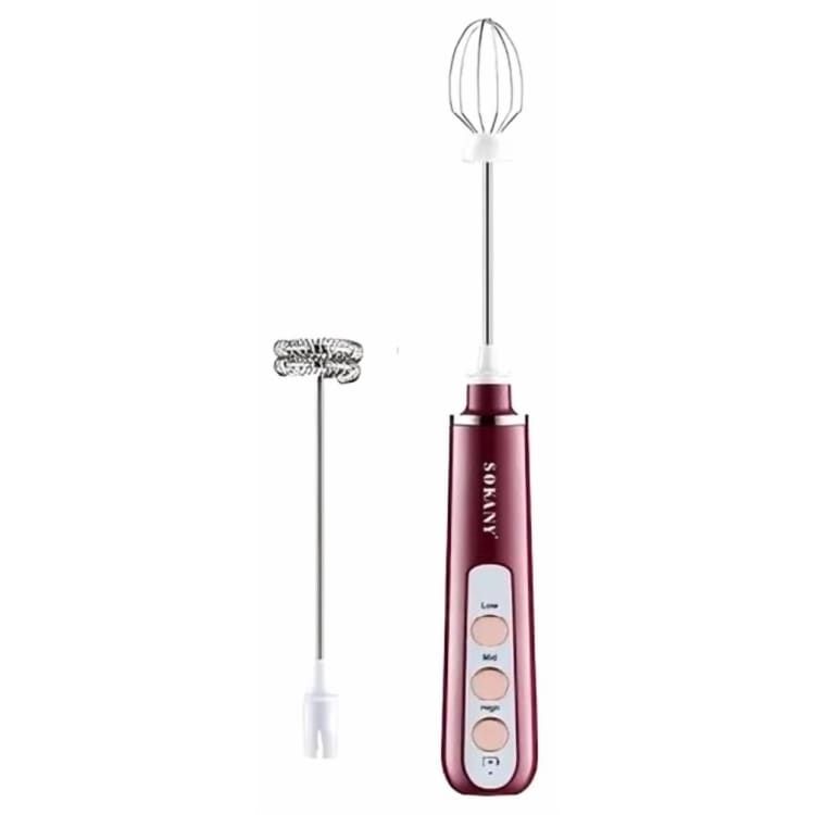 Sokany Rechargeable Coffe Hand Mixer SK-02014 (Red)