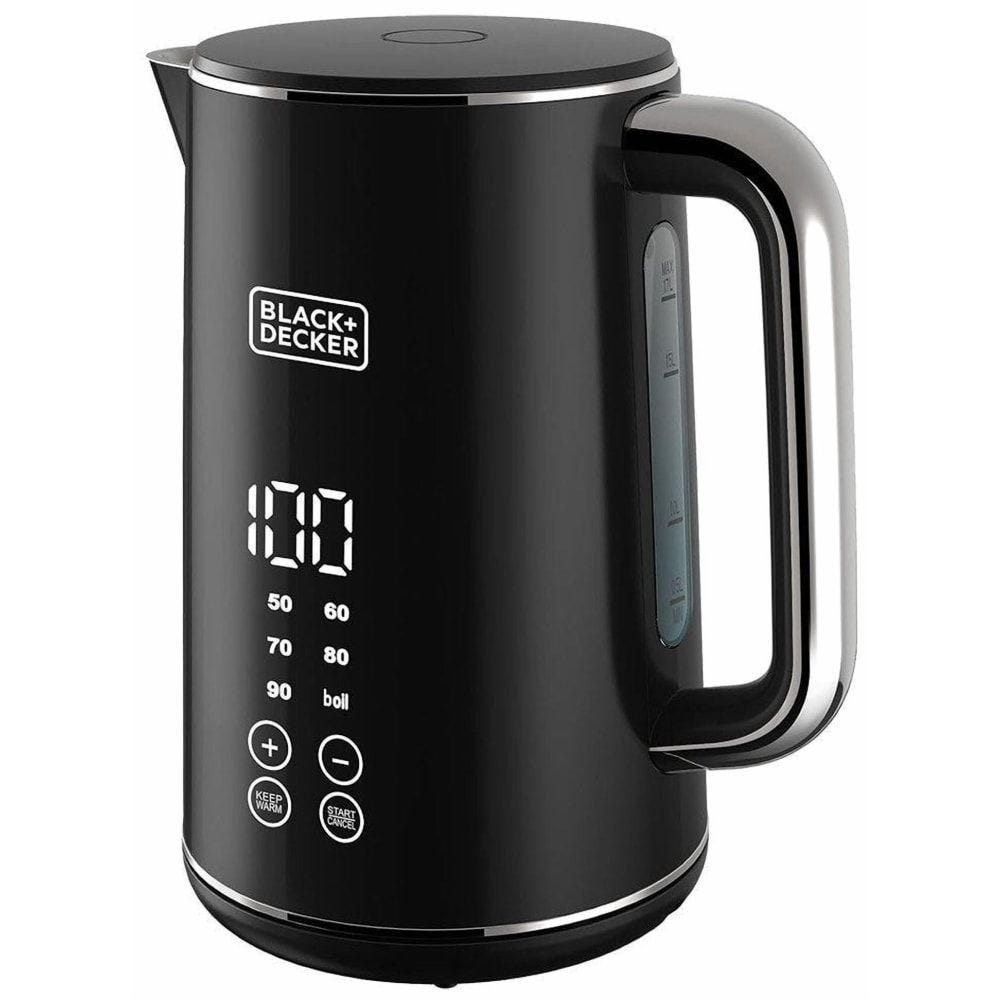 BLACK+DECKER Digital Stainless Steel Electric Kettle, 1.7 Liter, 2200 Watt, Black - JCD200 ( International Warranty )