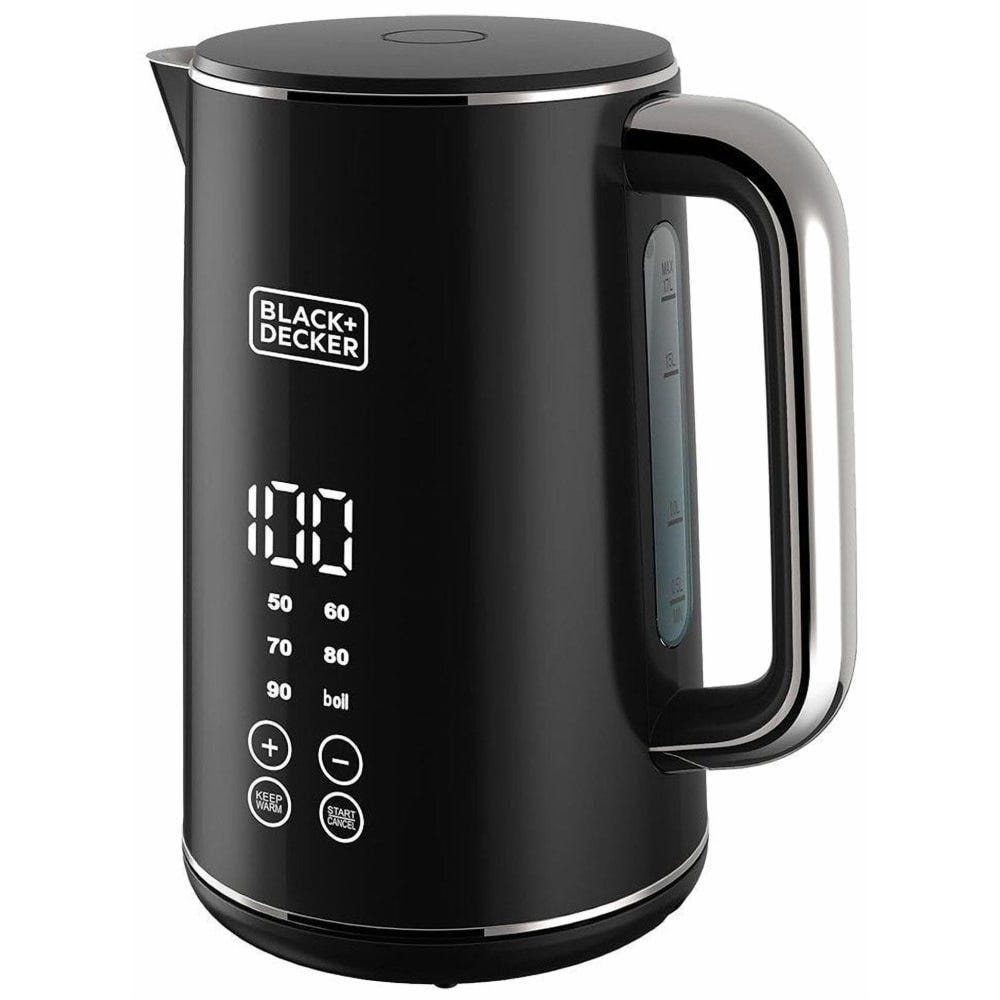 BLACK+DECKER Digital Stainless Steel Electric Kettle, 1.7 Liter, 2200 Watt, Black - JCD200 ( International Warranty )