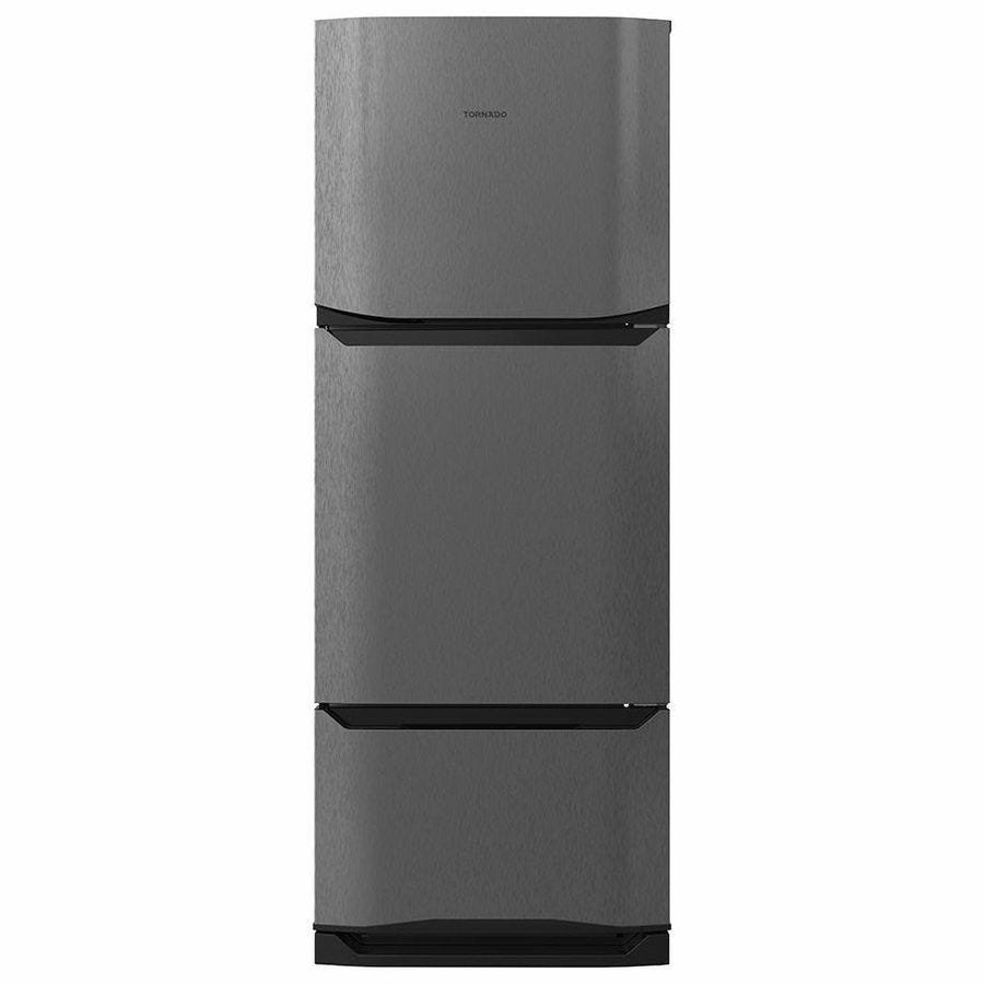 TORNADO No Frost 3 Doors Refrigerator, 351 Liter, Dark Stainless Steel - RF-45FT-DST