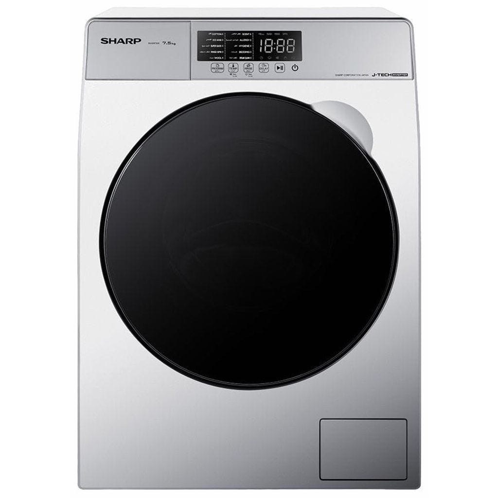 SHARP K-PRO Digital Front Load Full Automatic Washing Machine With Inverter Technology, 7.5 kg, Light Grey - ES-FE752KLE-W