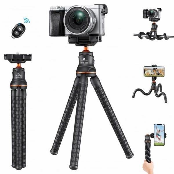 K&F Flexible Tripod For Digital Camera, Black - KF09.129