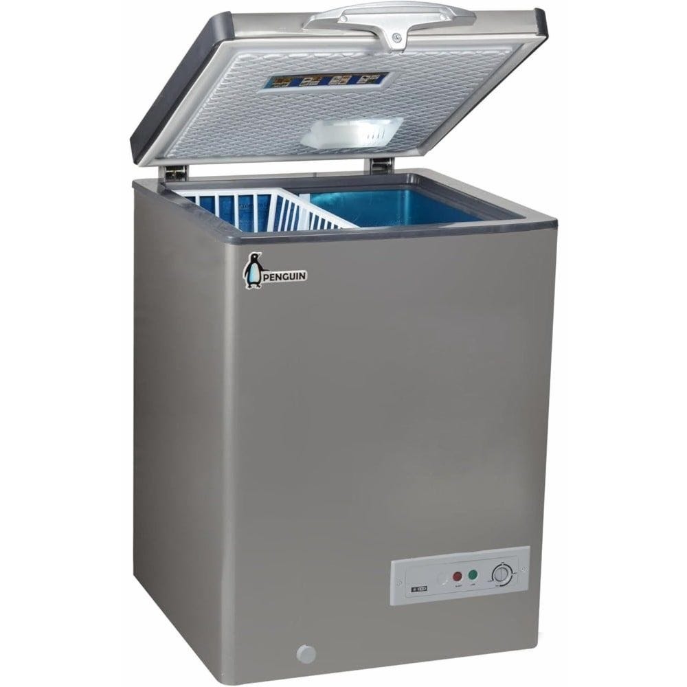 PENGUIN Stainless Interior Chest Deep Freezer, Defrost, Without Drawers, 160 Liter, Silver - ES171LS