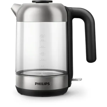 Philips Series 5000 Glass Electric Kettle 1.7 Liter 2200 Watt Silver Black - HD9339/81 ( International Warranty )