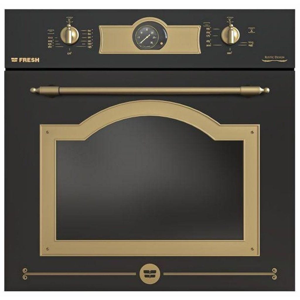 Fresh GEOFR60CMRB Built-In Gas Oven With Grill, 60 cm, 56 Liter, Rustic Black - Fresh-500009643