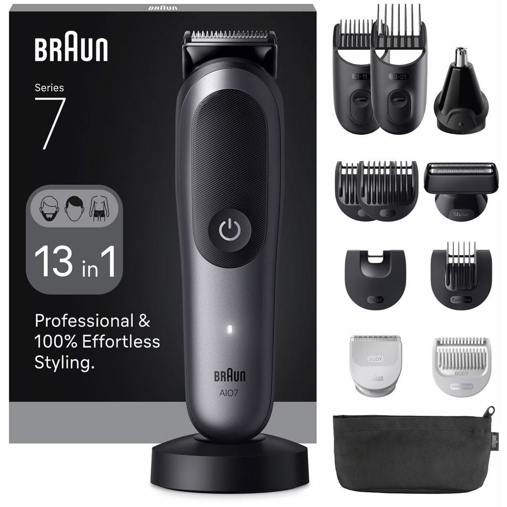 Braun All-in-One Series 7 Rechargeable Wet and Dry Hair Shaver, Dark Grey - AIO7560