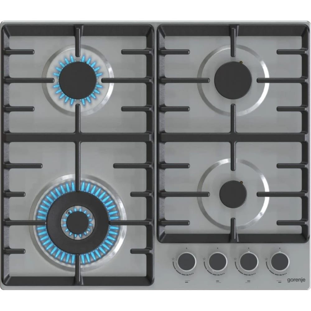 Gorenje Built In Gas Hob, 4 Burners, 60 cm, Stainless Steel - GW642ABX