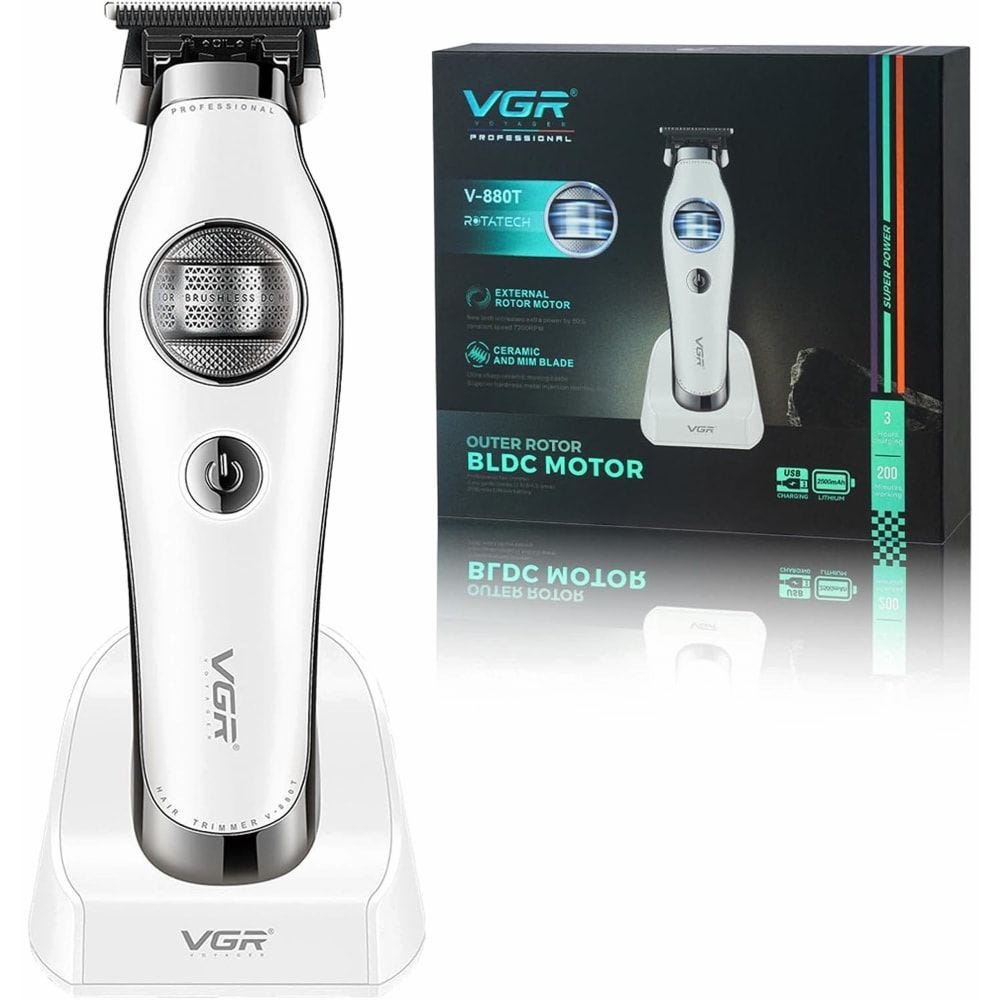 VGR Professional Rechargeable Hair Trimmer, White - V-880T