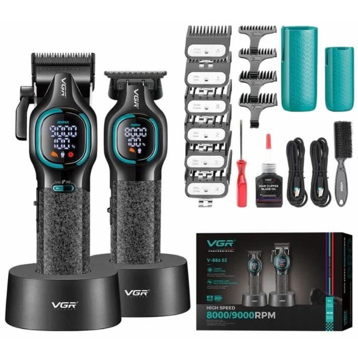 VGR Professional Digital Rechargeable Hair Clipper & Trimmer, Black - V-886S2