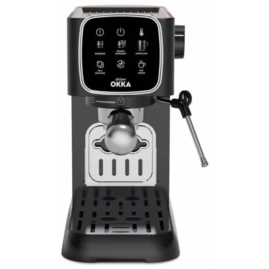 Arzum OKKA Solo Digital Semi Automatic Espresso Coffee Machine With Pump 1628 Watt 15 Bar Black Chrome - OK0034-0500