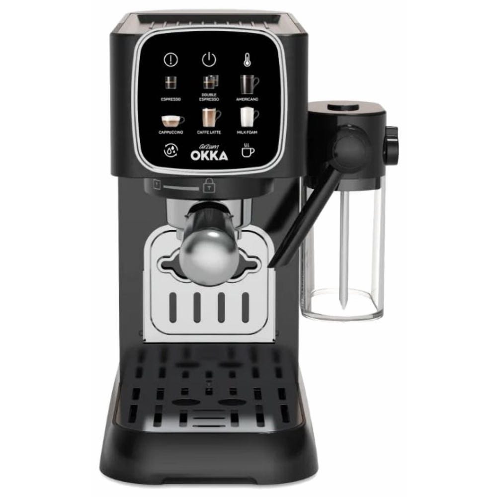 Arzum OKKA Solo M Digital Semi Automatic Espresso Coffee Machine, 1628 Watt, Black Chrome - OK0032-0500