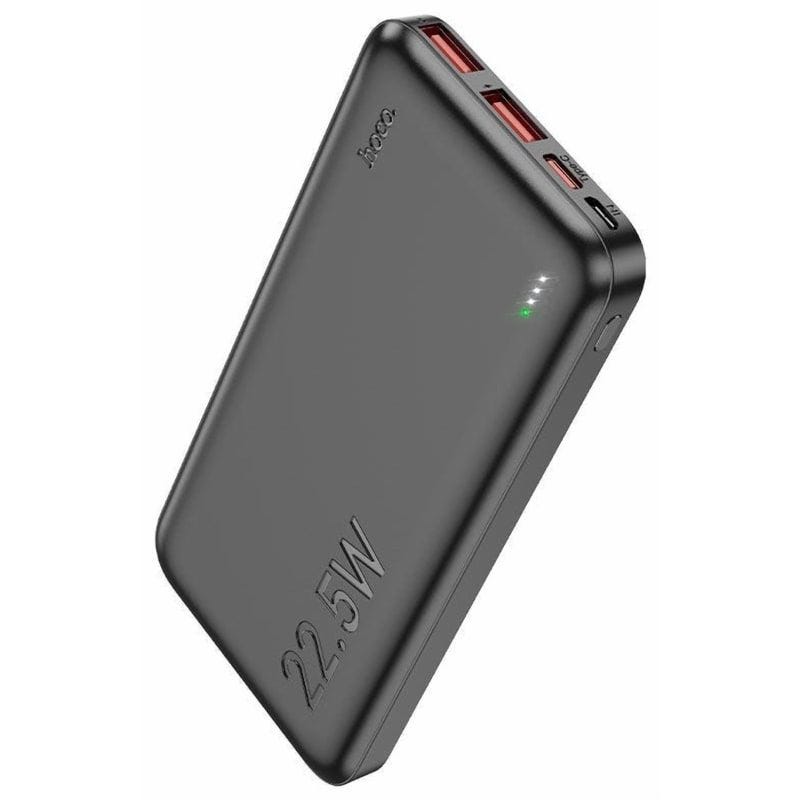 HOCO J101 Astute Wired Power Bank, 10000 mAh, 3 Port, Dual USB-A 22.5W + USB-C 20W - Black