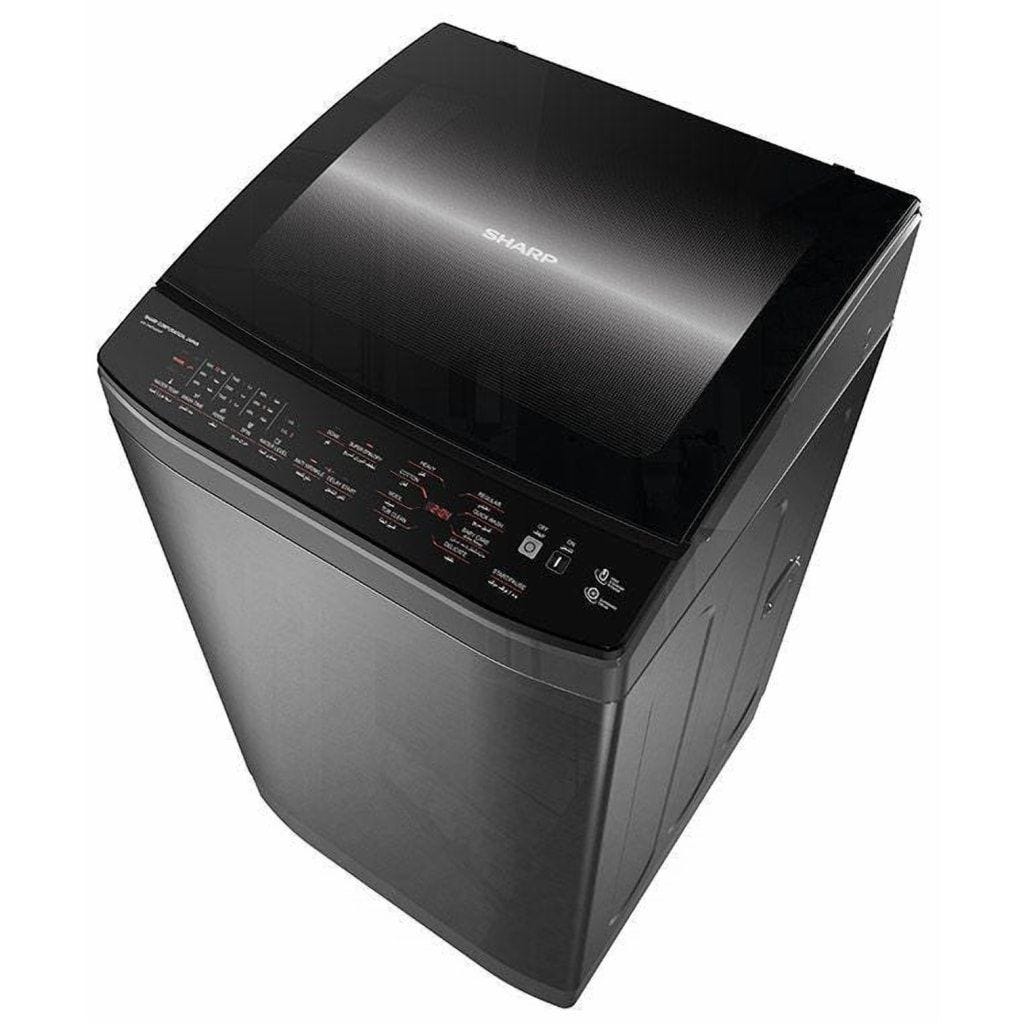 SHARP Digital Top Load Automatic Washing Machine With Pump, 9 Kg, Dark Silver - ES-TN09GDSP