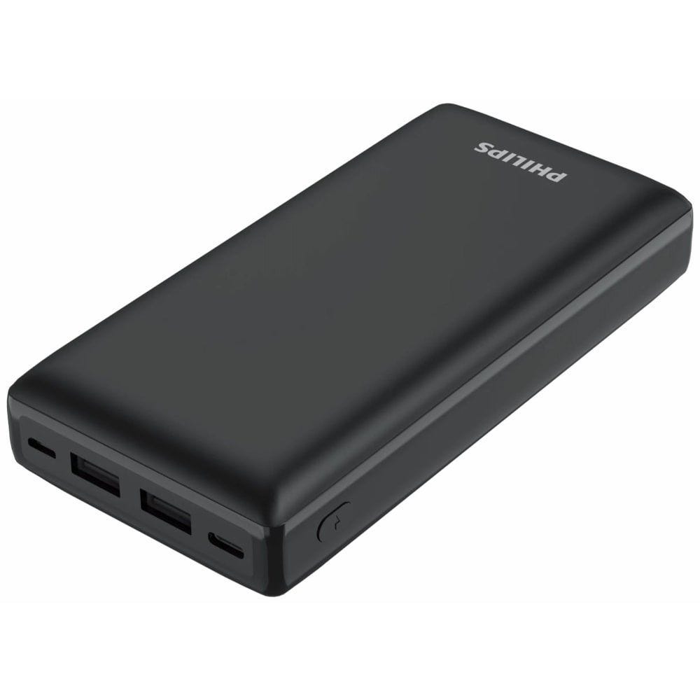 PHILIPS Wired Power Bank, 20000 mAh, 3 Port, Dual USB-A 18W + USB-C 20W, Black - DLP7721C/00